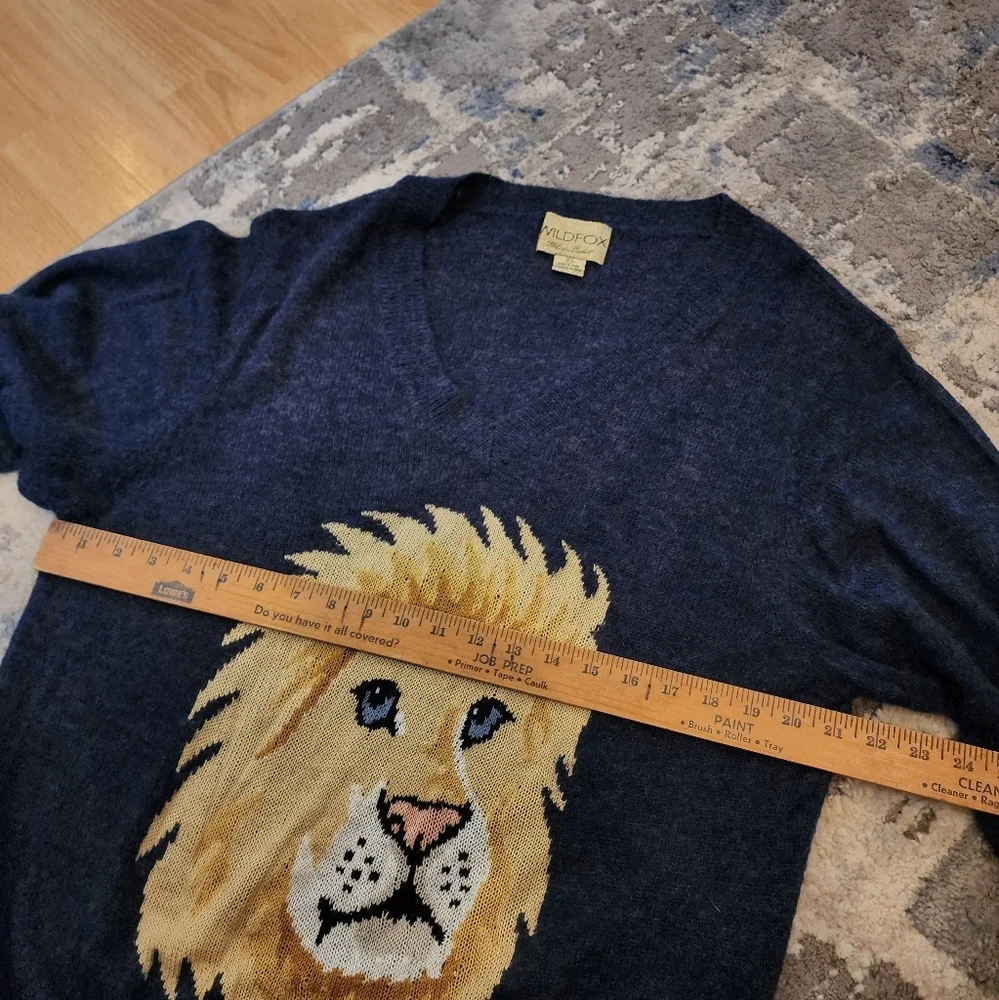 Wildfox‎ oversized wool-blend blue lion lightweight knit sweater XS